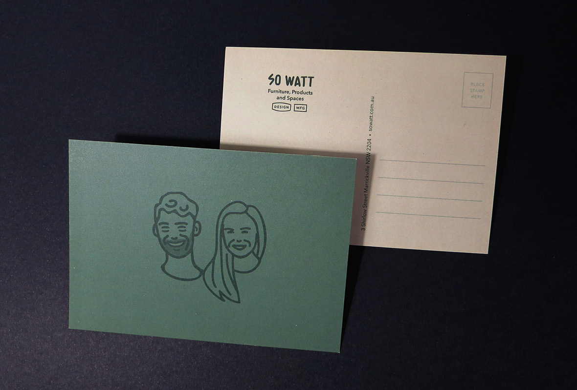Postcard for So Watt industrial designers