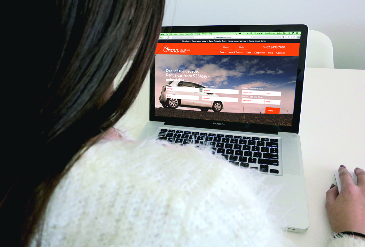 Desktop website for Orana Car & Truck Rentals