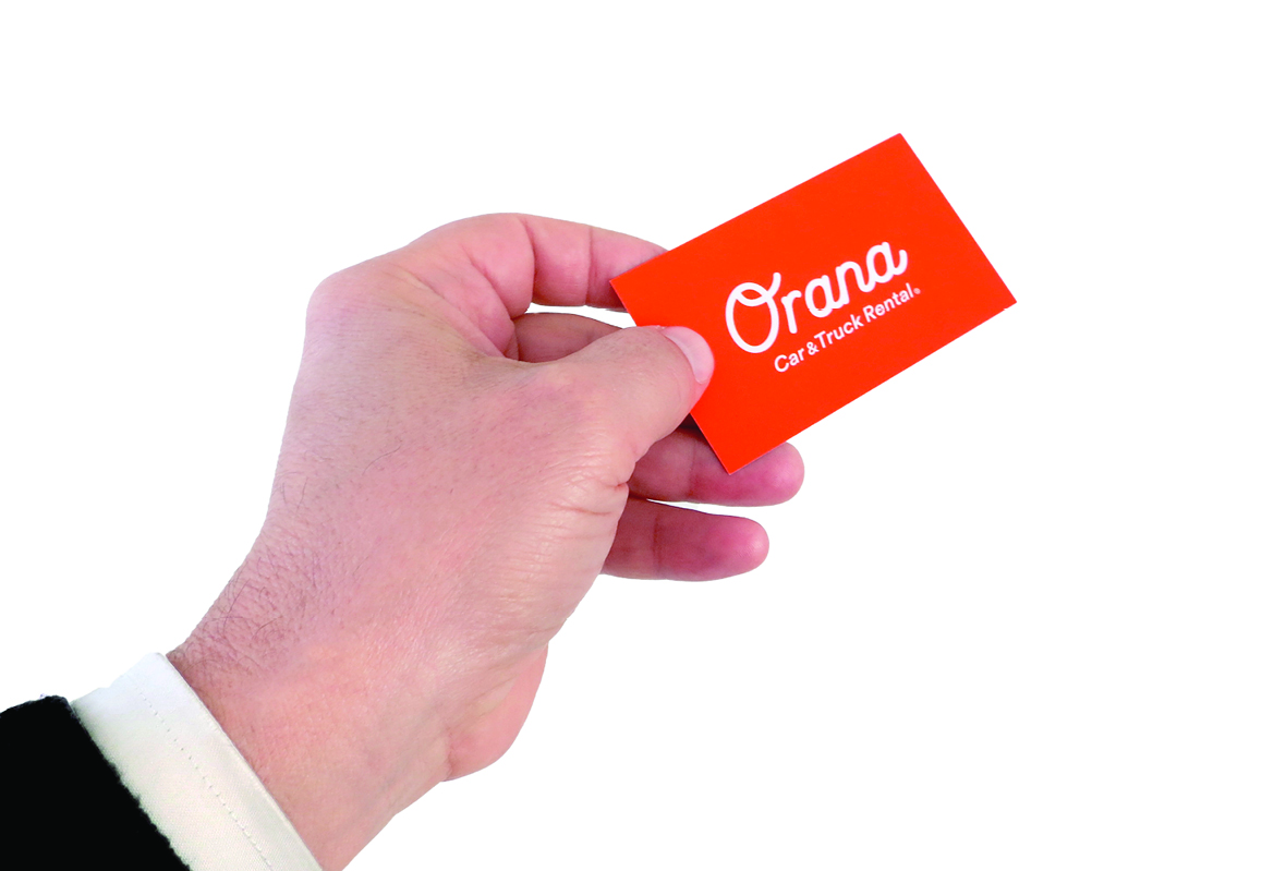 Business card for Orana Car & Truck Rentals