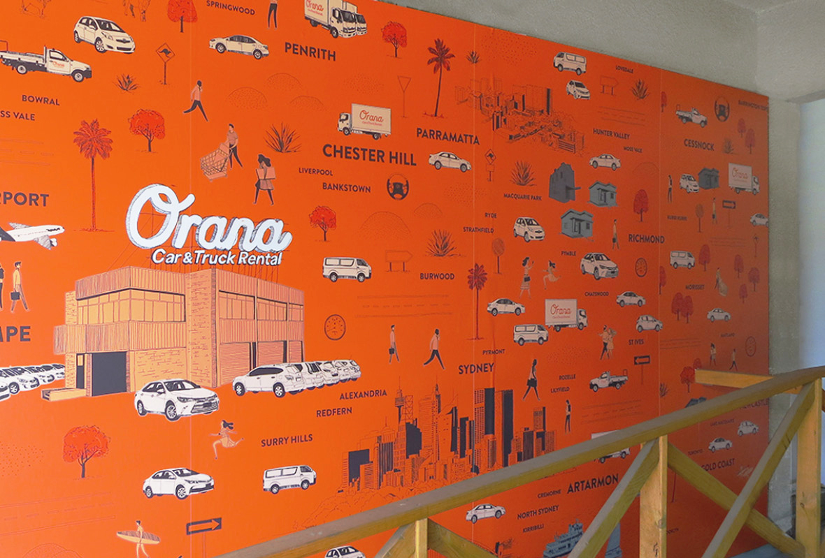 Infographic wall for Orana Car & Truck Rentals