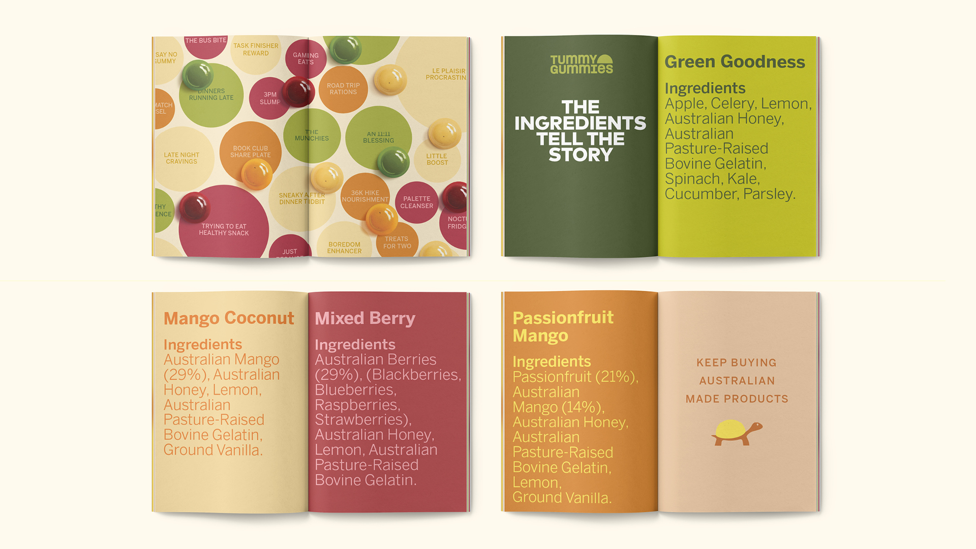 Brand graphics and typography for Tummy Gummies