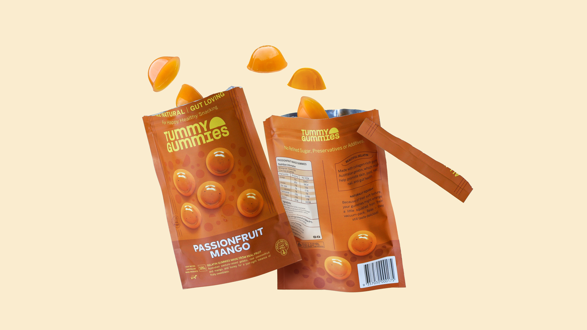 Packaging for Tummy Gummies mango passionfruit