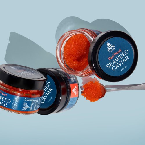 Viking Imports Red Pearl Seaweed Caviar packaging viewed from above