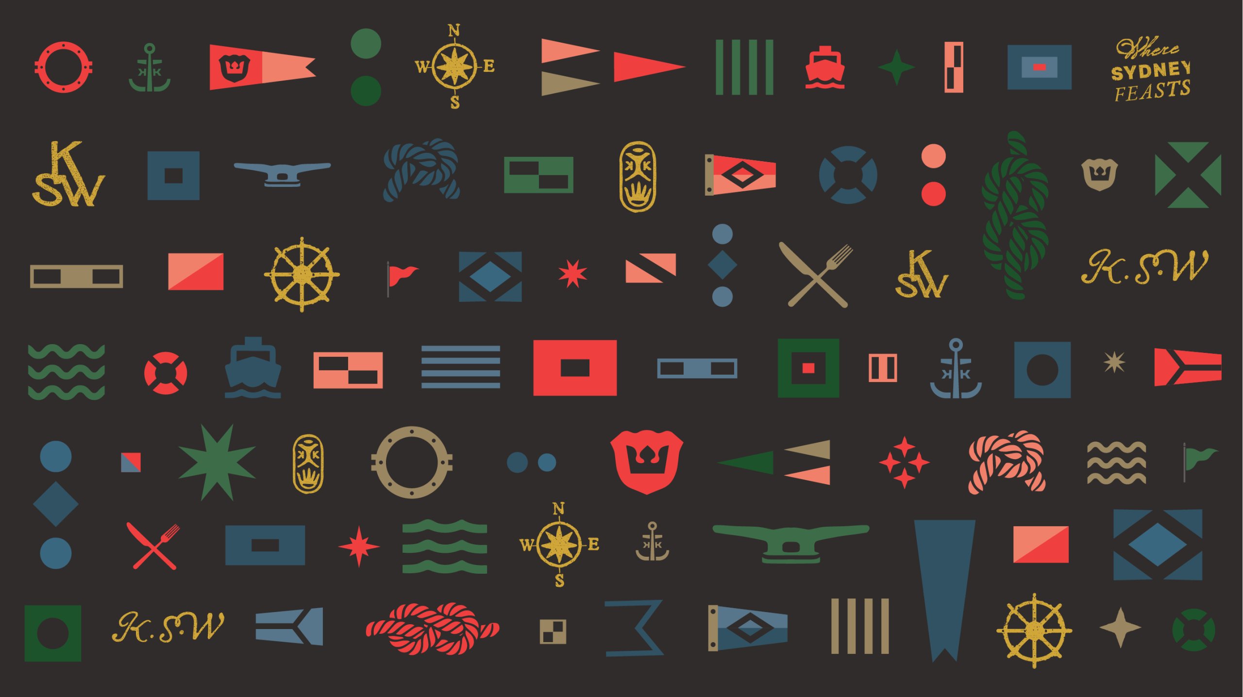 Overview of icons and illustrations created for King Street Wharf visual identity
